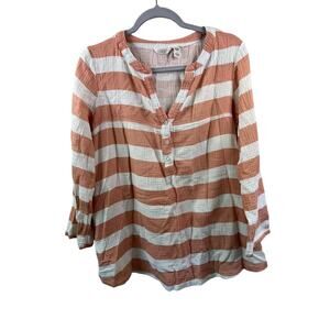 Kaktus Pink and White Striped Long Sleeve Top Size M